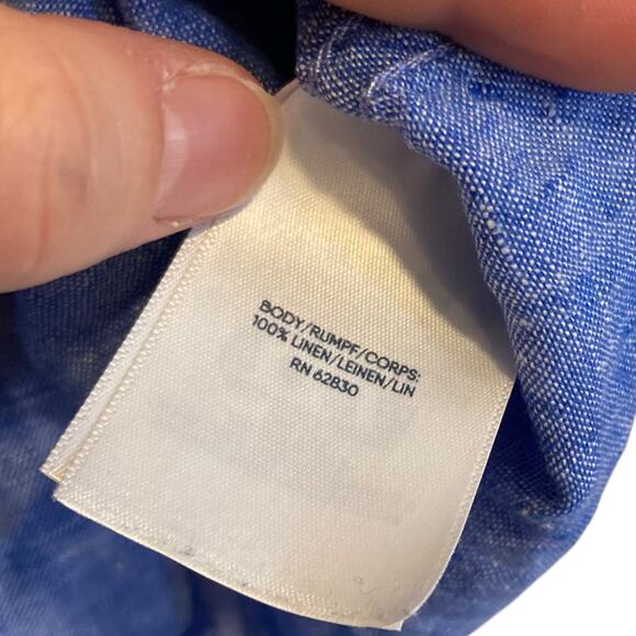 Lands End Blue Traditional Fit Linen Short Sleeve Classic Button Down Shirt XL - Picture 11 of 16